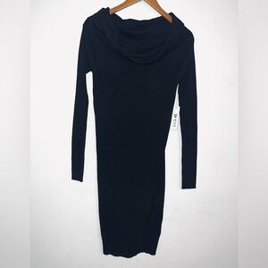 Yemak NEW Black Cowl Neck Knit Sweater Dress Sz M